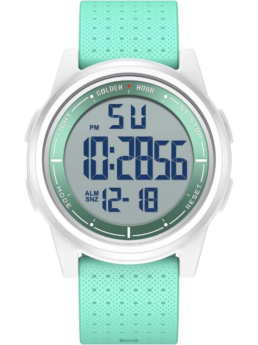 Men's Green Rubber Strap Ultra-Thin Minimalist Sports Waterproof Digital Watch
